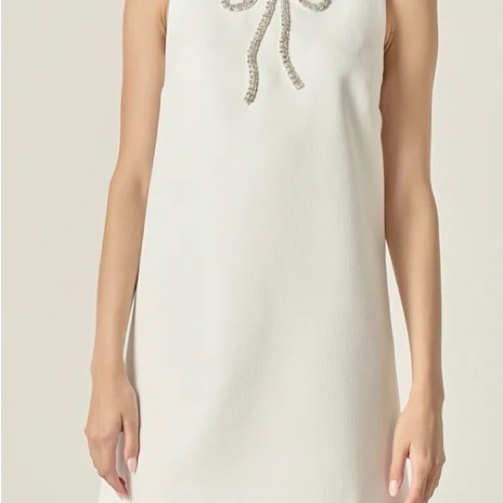 English Factory White Mini Dress with Silver Detail